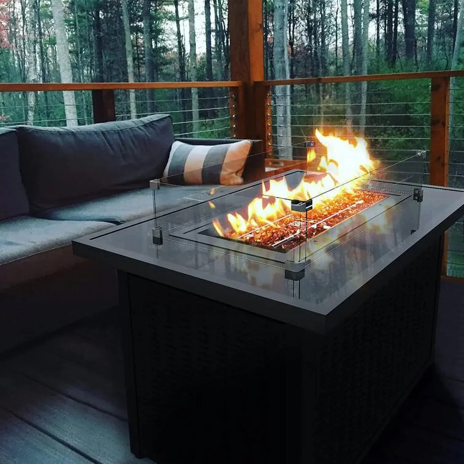 44 Inch Propane Gas Fire Pit Table With Waterproof Cover - Image 10