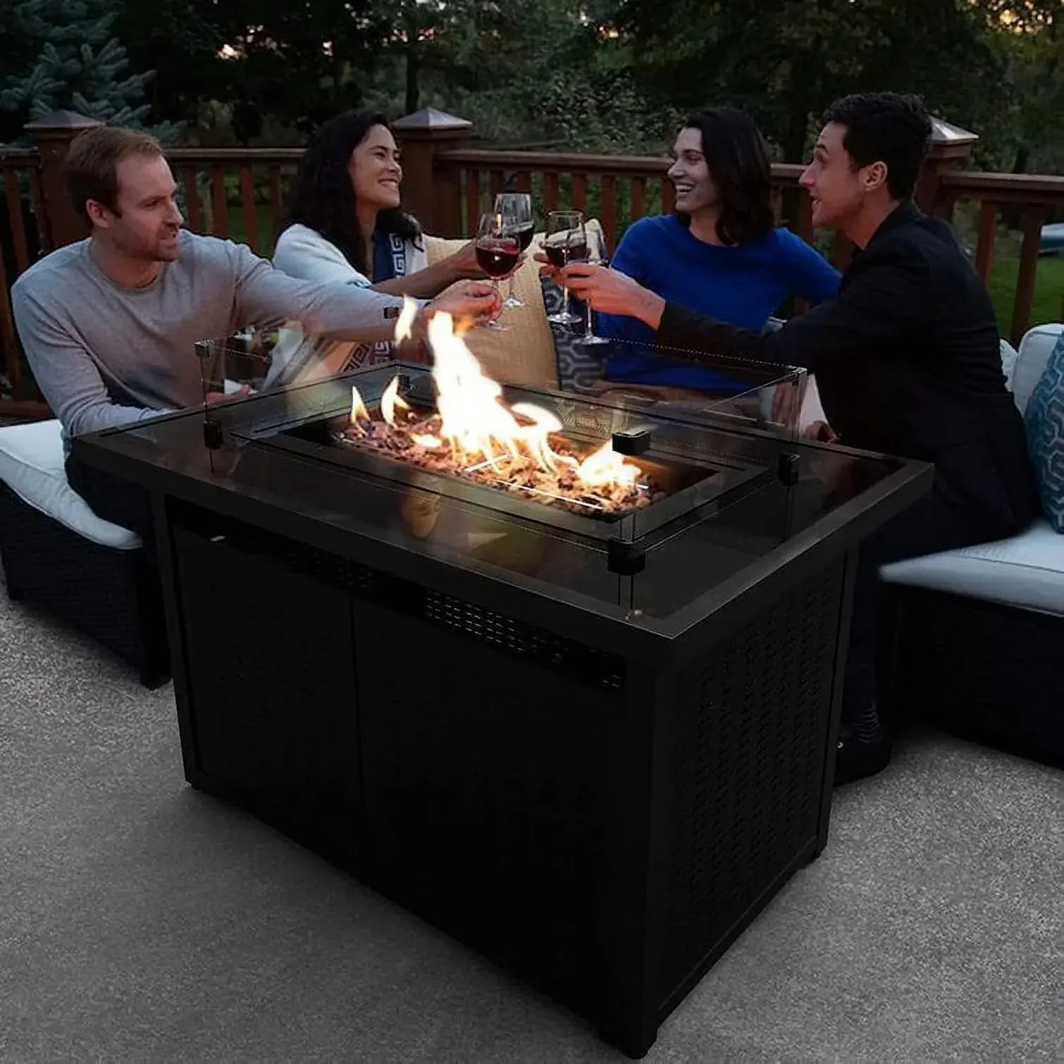 44 Inch Propane Gas Fire Pit Table With Waterproof Cover - Image 11