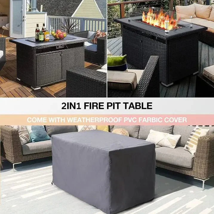 44 Inch Propane Gas Fire Pit Table With Waterproof Cover - Image 5