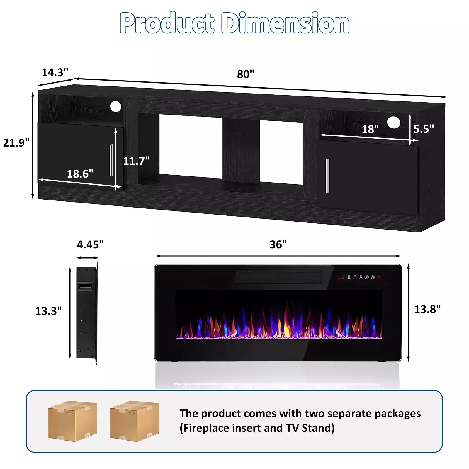 PUKAMI Fireplace TV Stand for TVs Up to 90" TV with 36" Electric Fireplace - Image 15