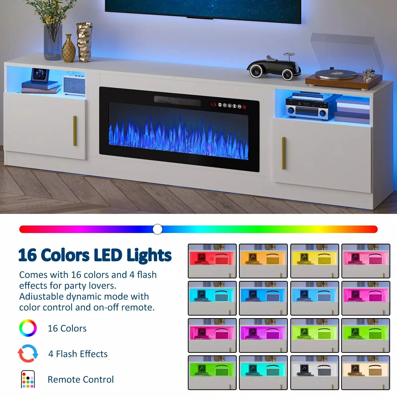 PUKAMI Fireplace TV Stand for TVs Up to 90" TV with 36" Electric Fireplace - Image 2
