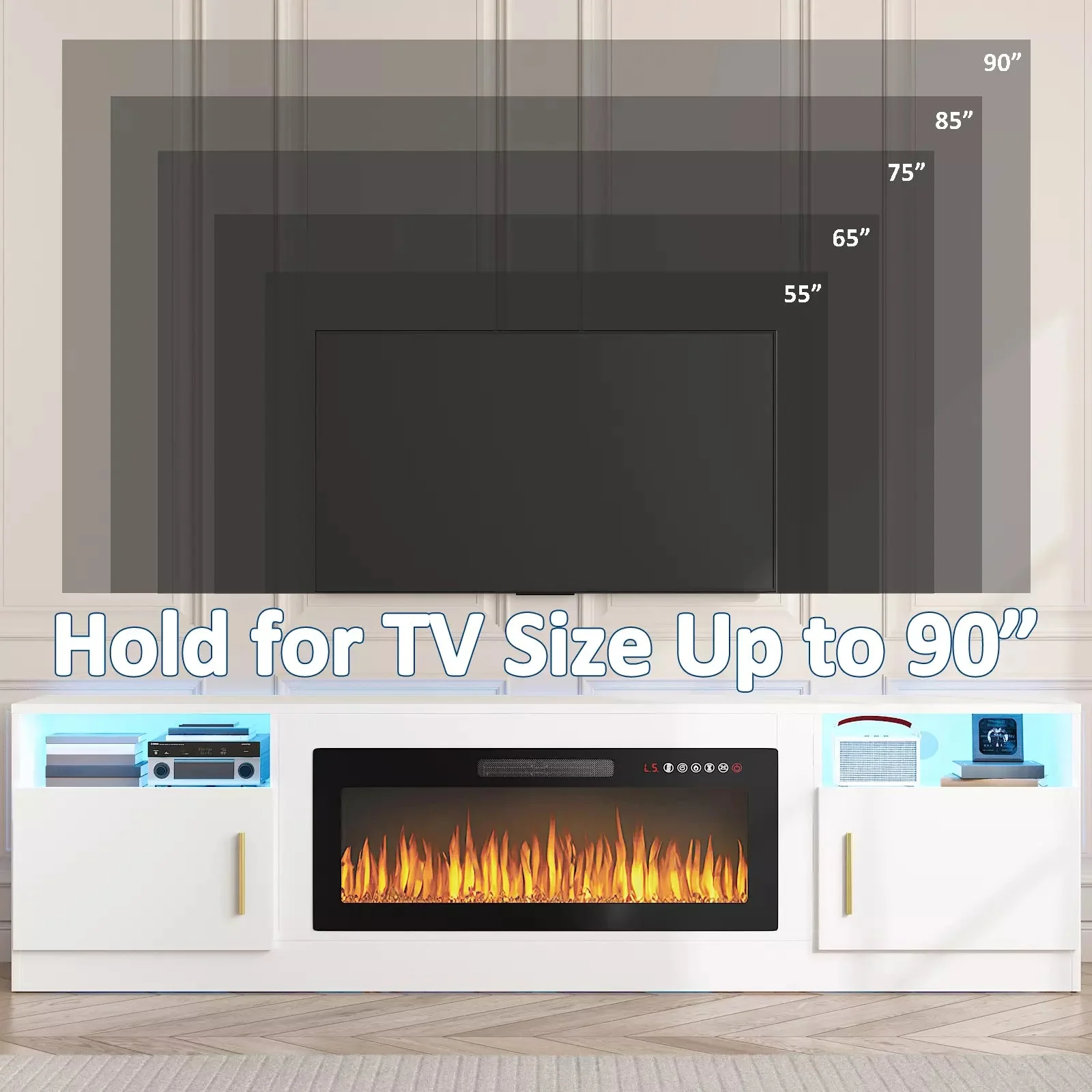 PUKAMI Fireplace TV Stand for TVs Up to 90" TV with 36" Electric Fireplace - Image 5