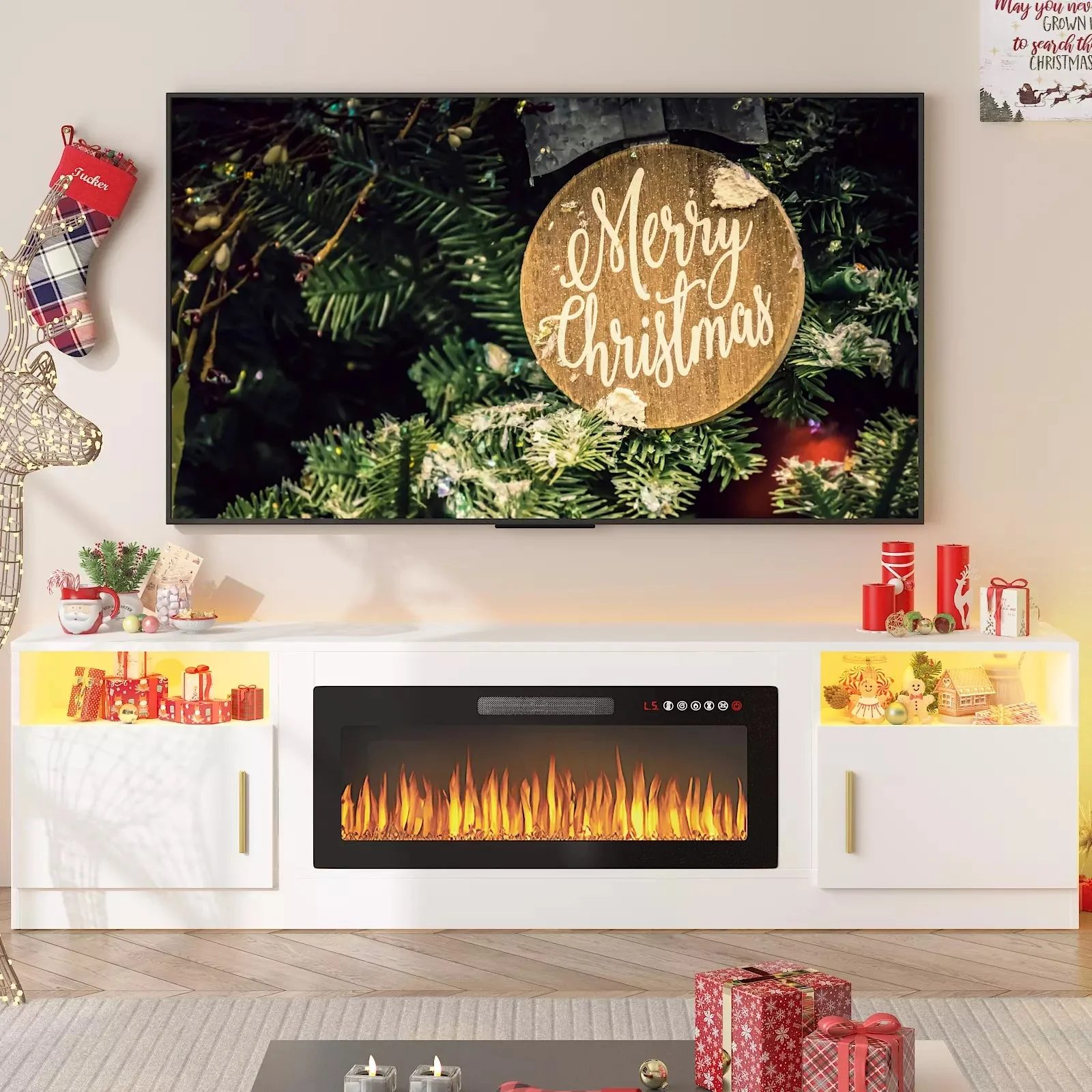 PUKAMI Fireplace TV Stand for TVs Up to 90" TV with 36" Electric Fireplace - Image 6