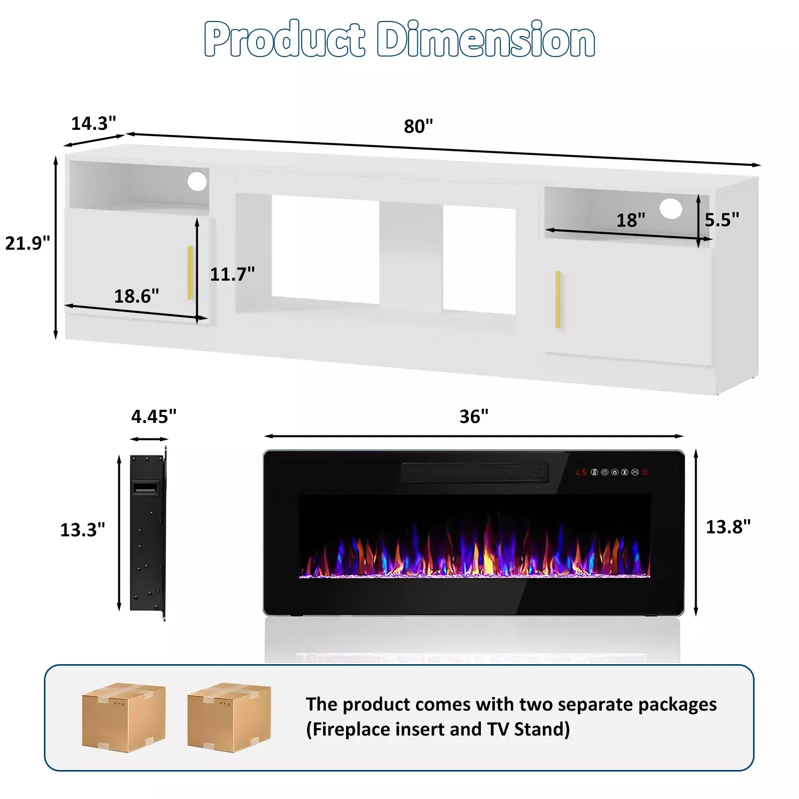 PUKAMI Fireplace TV Stand for TVs Up to 90" TV with 36" Electric Fireplace - Image 7