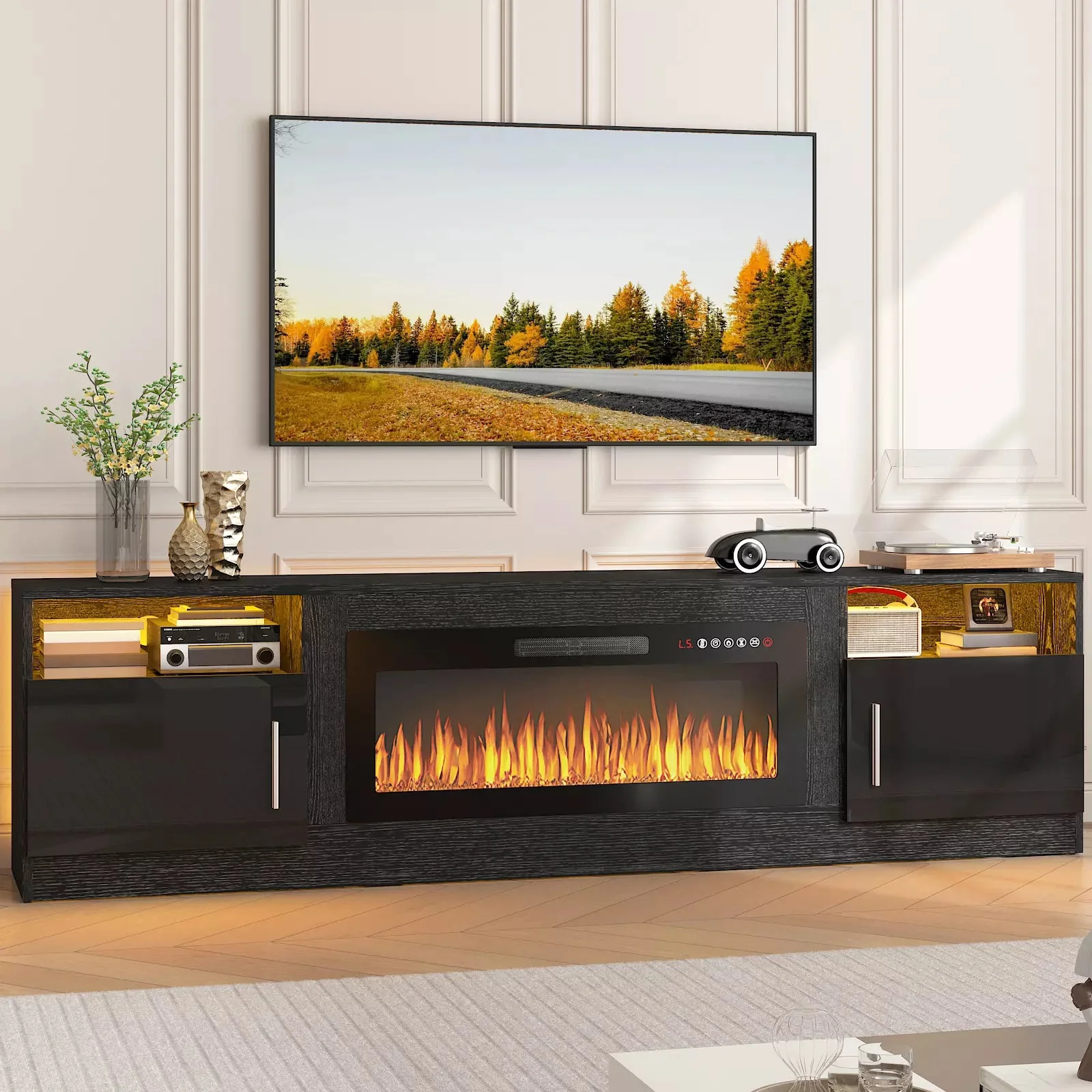 PUKAMI Fireplace TV Stand for TVs Up to 90" TV with 36" Electric Fireplace - Image 9