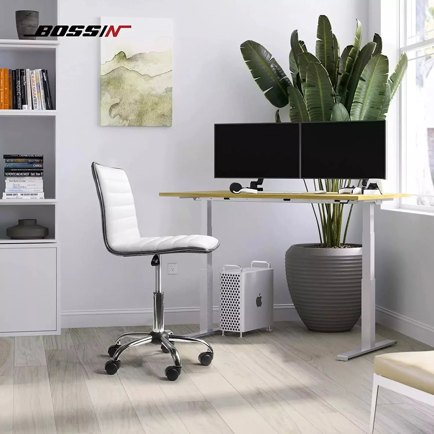 BOSSIN Mid-Back Height Adjustable Office Chair, Armless Swivel Task Chair OF05 - Image 10