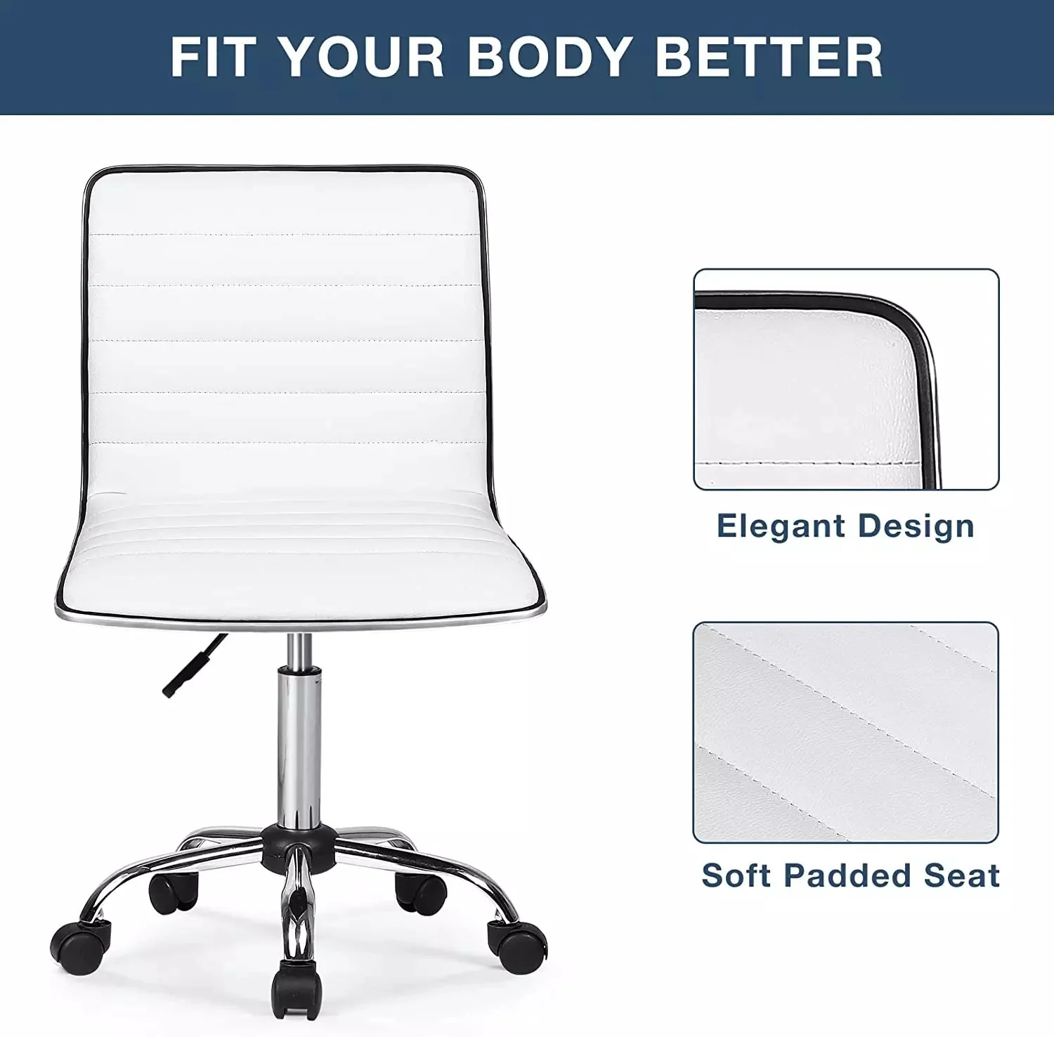 BOSSIN Mid-Back Height Adjustable Office Chair, Armless Swivel Task Chair OF05 - Image 12