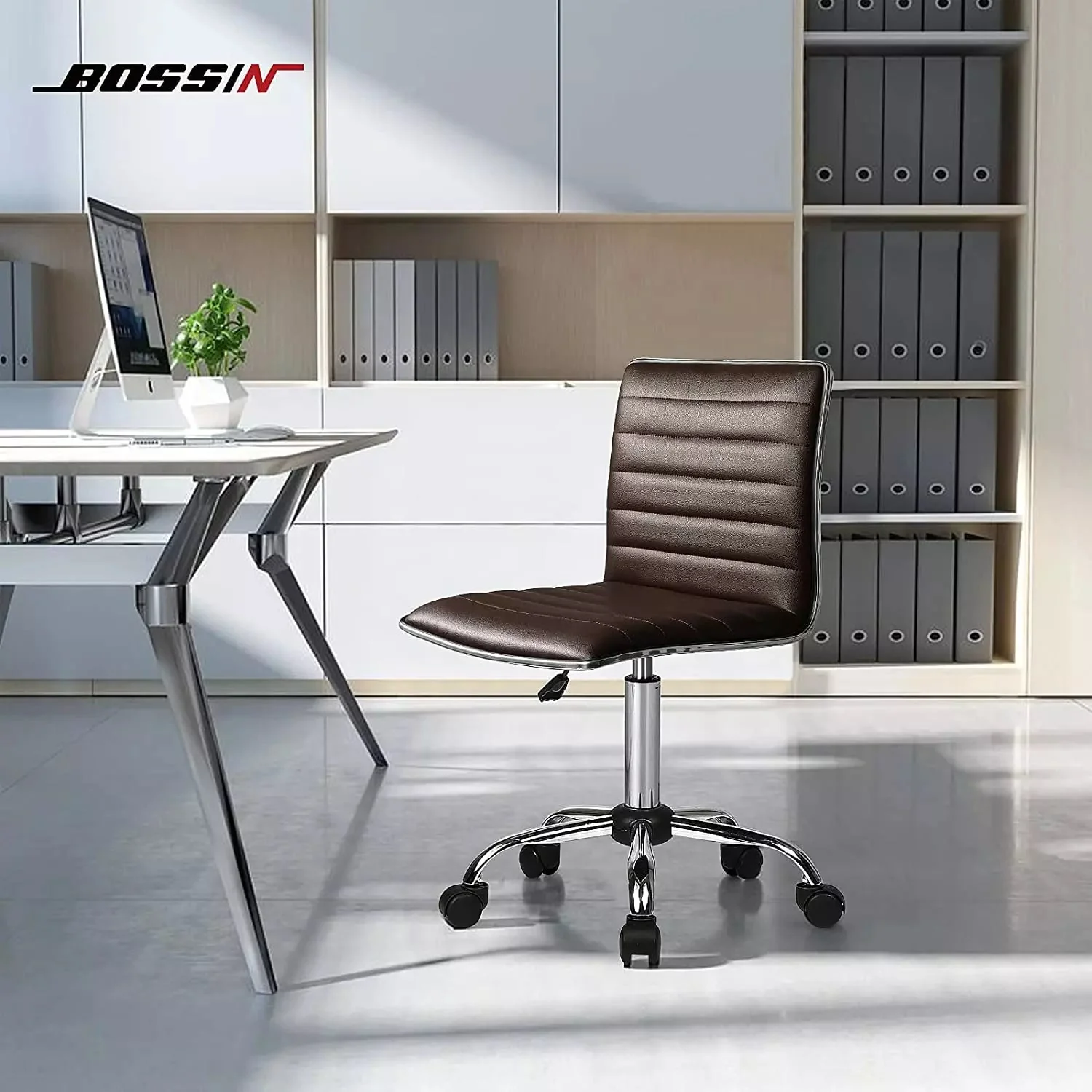 BOSSIN Mid-Back Height Adjustable Office Chair, Armless Swivel Task Chair OF05 - Image 16