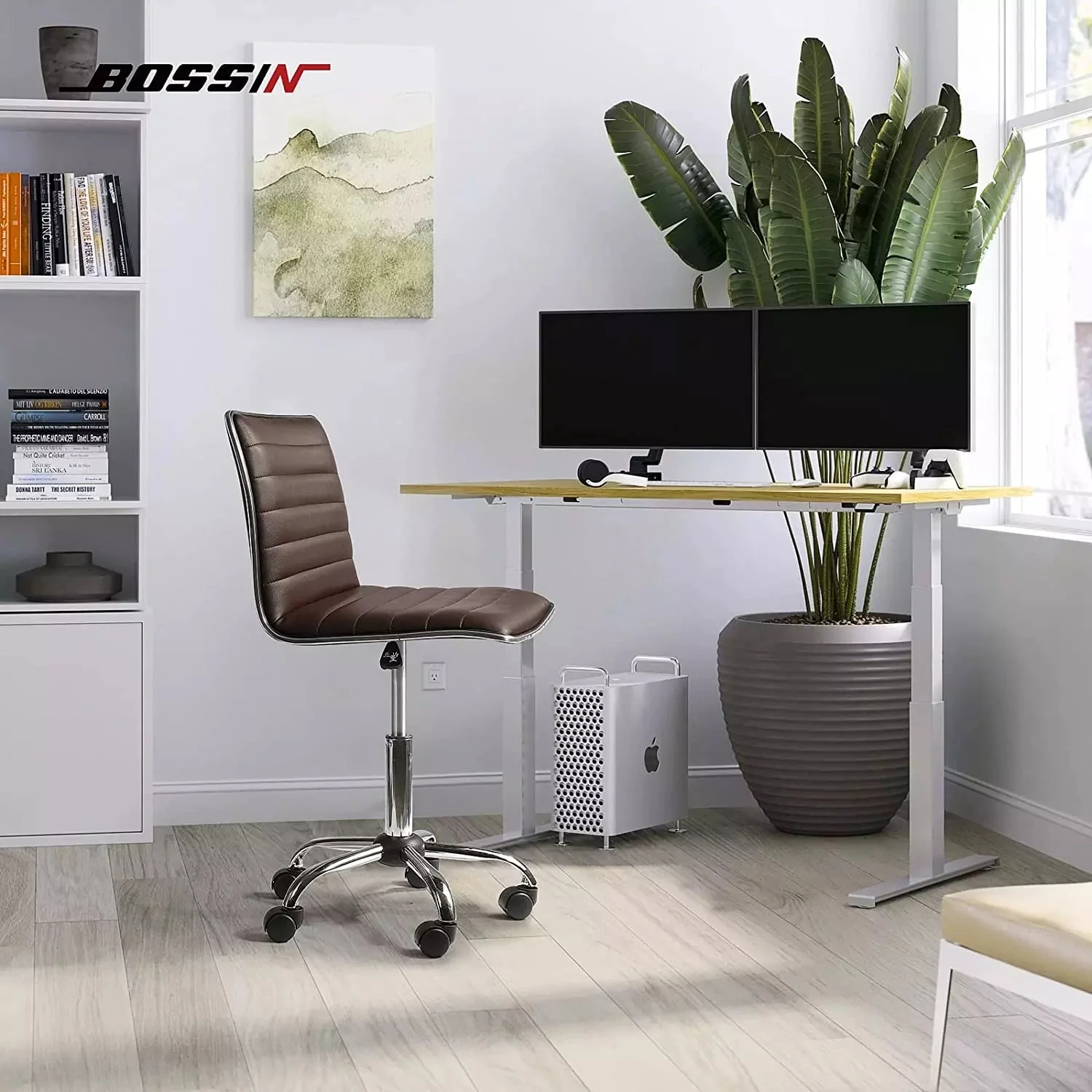 BOSSIN Mid-Back Height Adjustable Office Chair, Armless Swivel Task Chair OF05 - Image 17
