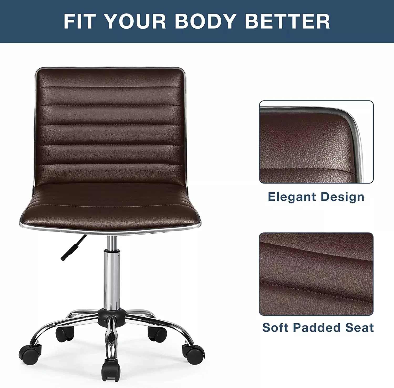 BOSSIN Mid-Back Height Adjustable Office Chair, Armless Swivel Task Chair OF05 - Image 19