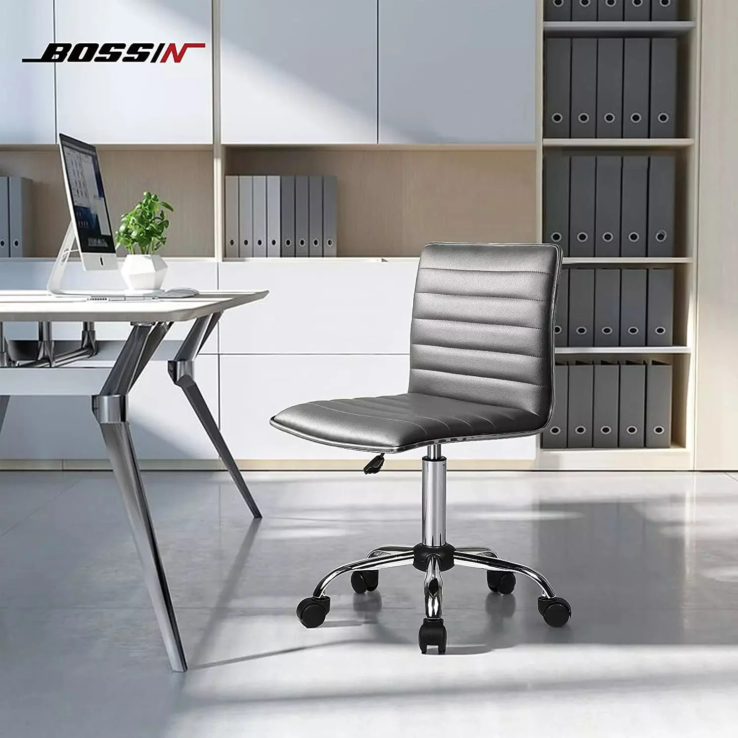 BOSSIN Mid-Back Height Adjustable Office Chair, Armless Swivel Task Chair OF05 - Image 23
