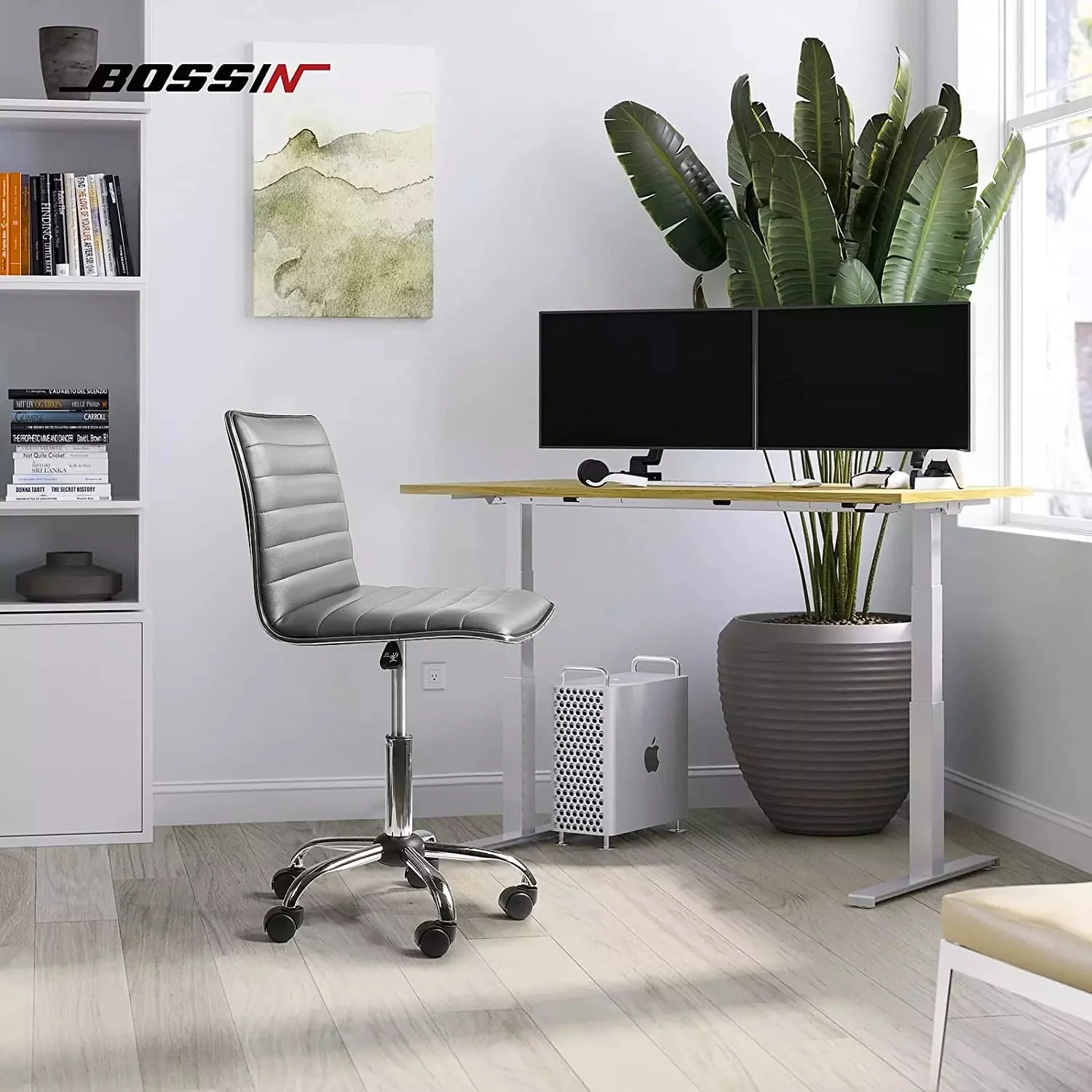 BOSSIN Mid-Back Height Adjustable Office Chair, Armless Swivel Task Chair OF05 - Image 24
