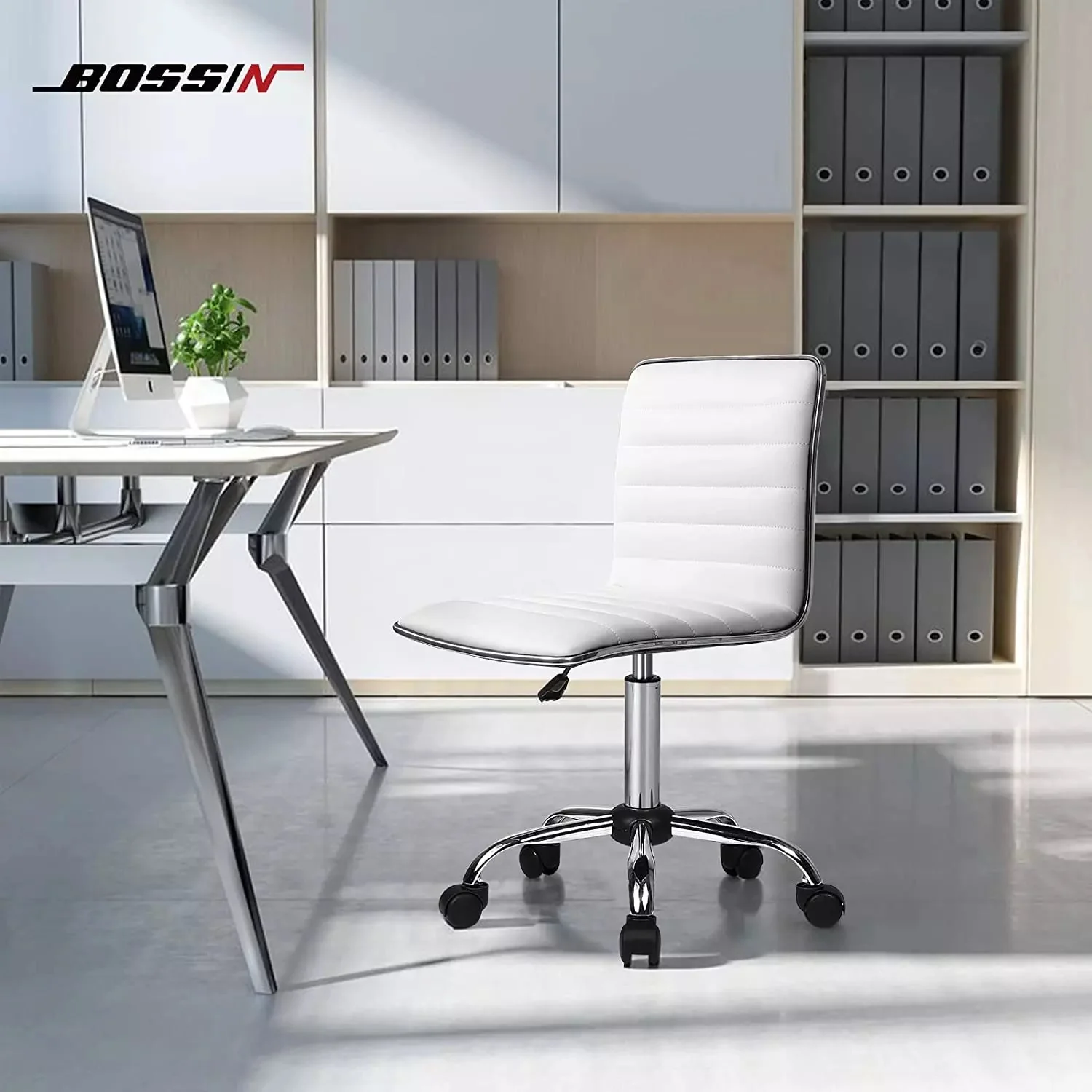 BOSSIN Mid-Back Height Adjustable Office Chair, Armless Swivel Task Chair OF05 - Image 9