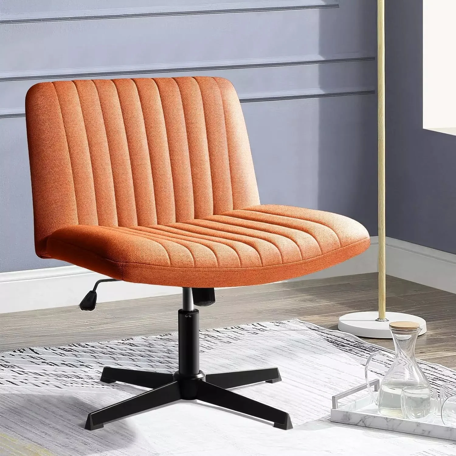 PUKAMI Armless Swivel Office Chair, Height Adjustable Wide Seat Vanity Chair OFC06 - Image 22