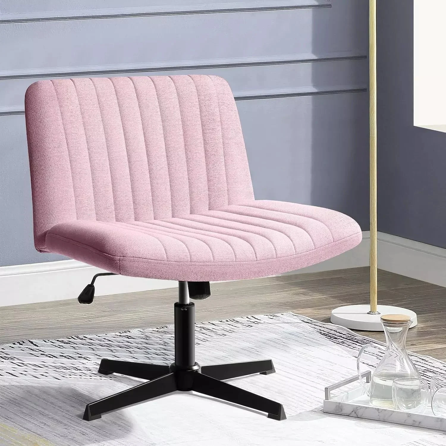 PUKAMI Armless Swivel Office Chair, Height Adjustable Wide Seat Vanity Chair OFC06 - Image 29