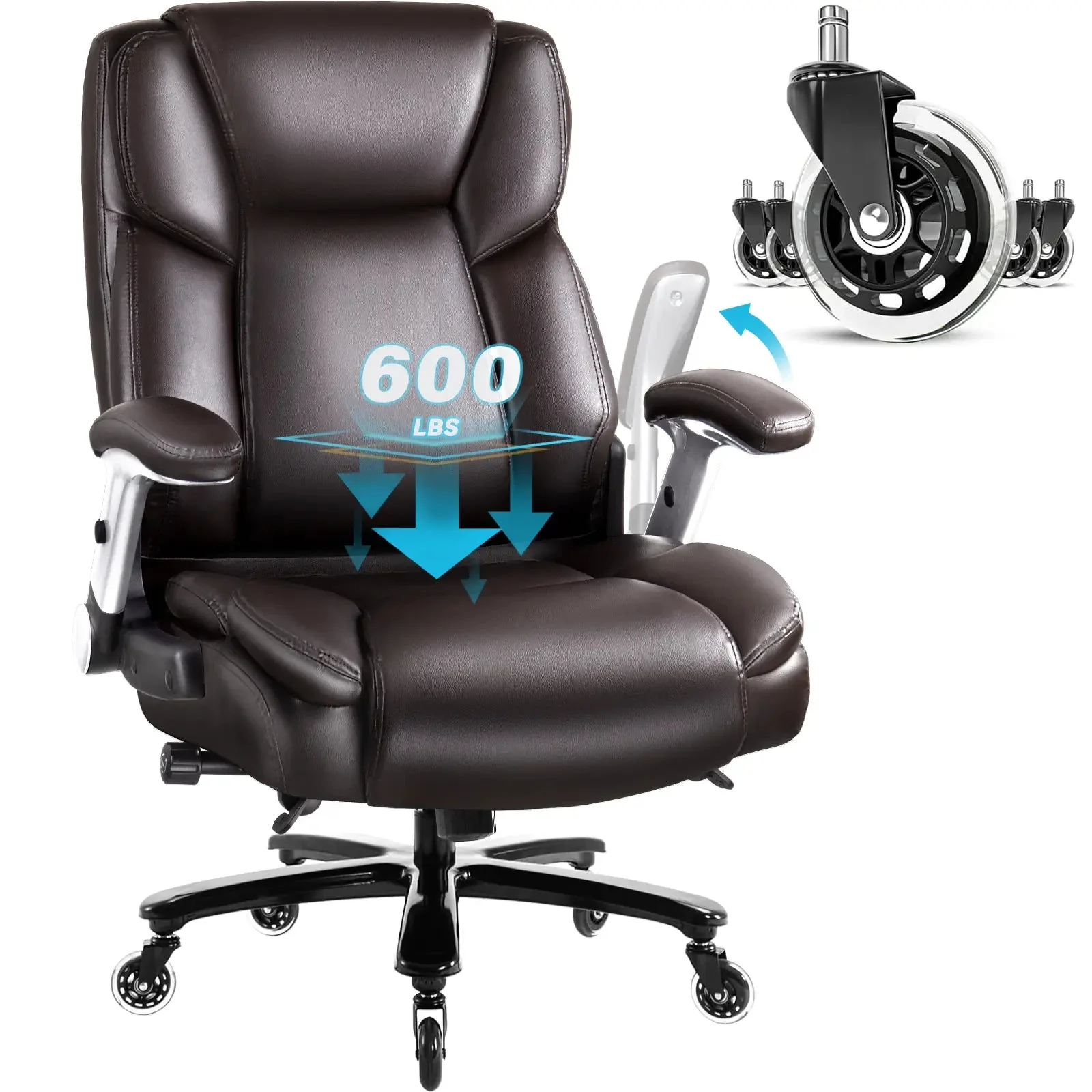 VITESSE 600lbs Large Heavy Duty Office Chair with Flip up Armrest, Big and Tall Office Chair - Image 9