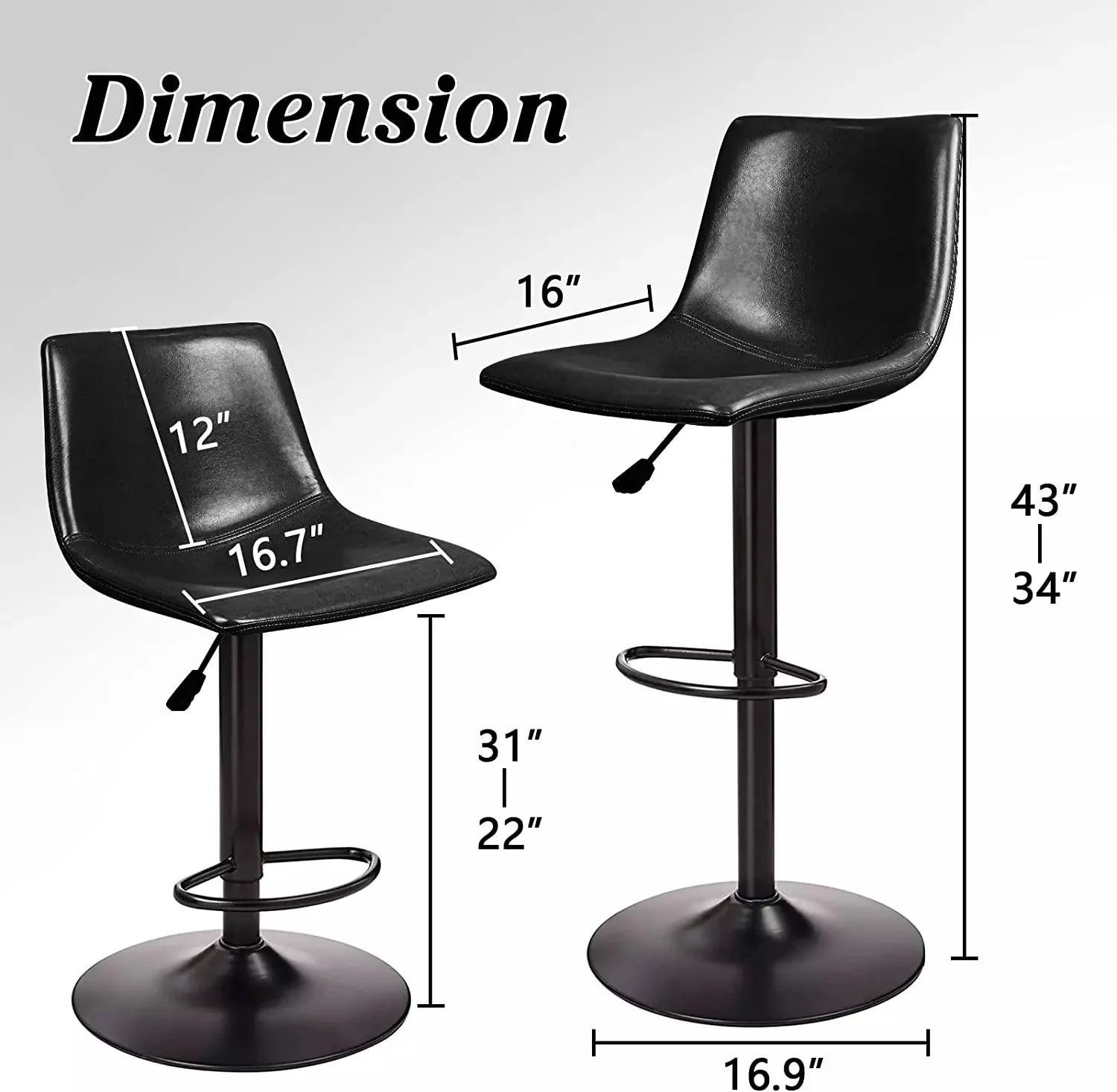BOSSIN Bar Stools Set of 2 Modern Swivel Bar Chairs - Image 2