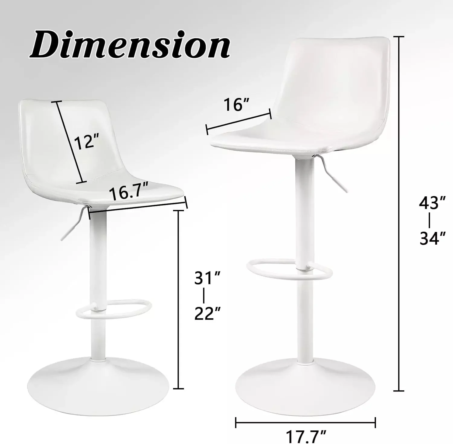 BOSSIN Bar Stools Set of 2 Modern Swivel Bar Chairs - Image 31