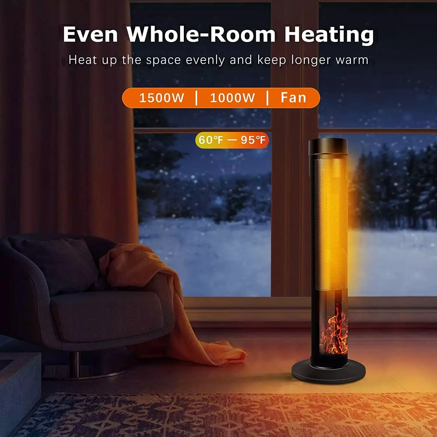 BOSSIN Ceramic Quiet-Heating Electric Space Heater with Thermostat and Timer SP01 - Image 10