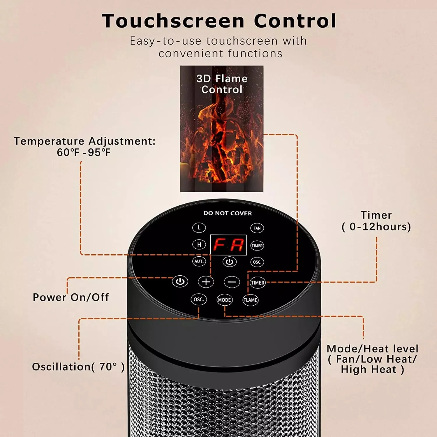 BOSSIN Ceramic Quiet-Heating Electric Space Heater with Thermostat and Timer SP01 - Image 13