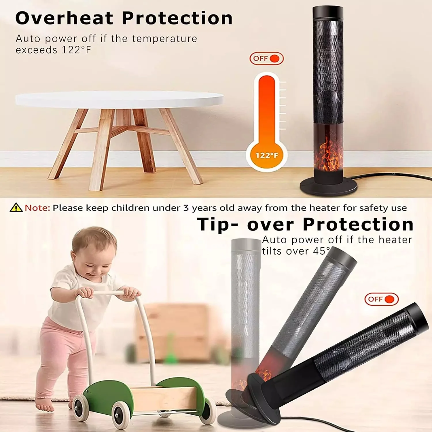 BOSSIN Ceramic Quiet-Heating Electric Space Heater with Thermostat and Timer SP01 - Image 14