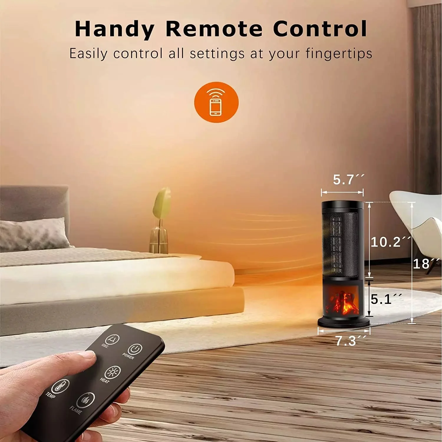 BOSSIN Ceramic Quiet-Heating Electric Space Heater with Thermostat and Timer SP01 - Image 4