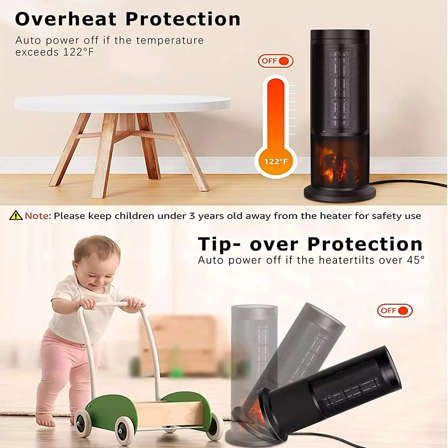 BOSSIN Ceramic Quiet-Heating Electric Space Heater with Thermostat and Timer SP01 - Image 7