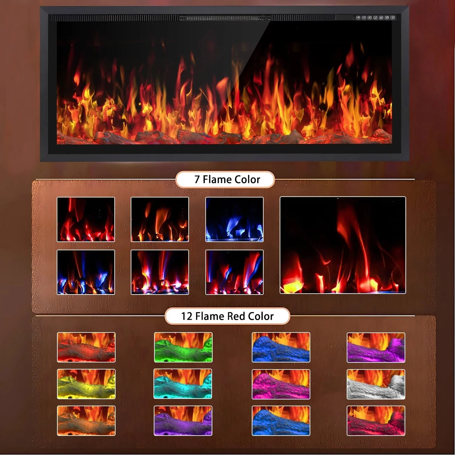 BOSSIN Electric Fireplace Ultra Narrow Frame &Wider screen with Adjustable Flame Color and Speed,Remote Control with Timer,750/1500W - Image 13