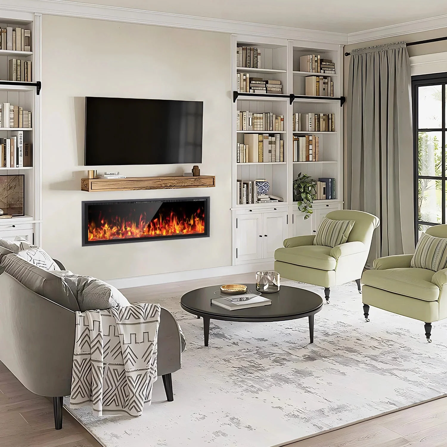 BOSSIN Electric Fireplace Ultra Narrow Frame &Wider screen with Adjustable Flame Color and Speed,Remote Control with Timer,750/1500W - Image 19
