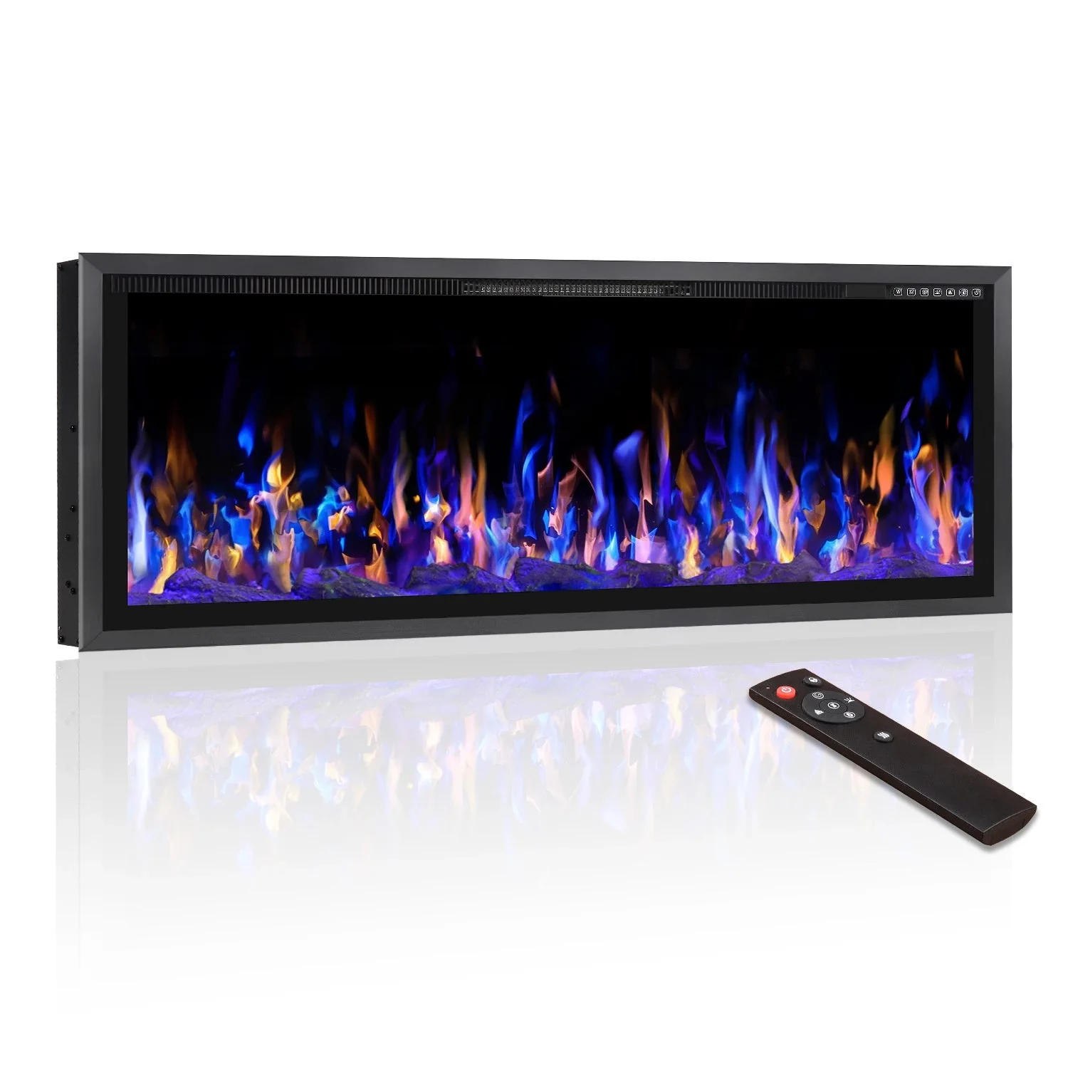 BOSSIN Electric Fireplace Ultra Narrow Frame &Wider screen with Adjustable Flame Color and Speed,Remote Control with Timer,750/1500W - Image 2