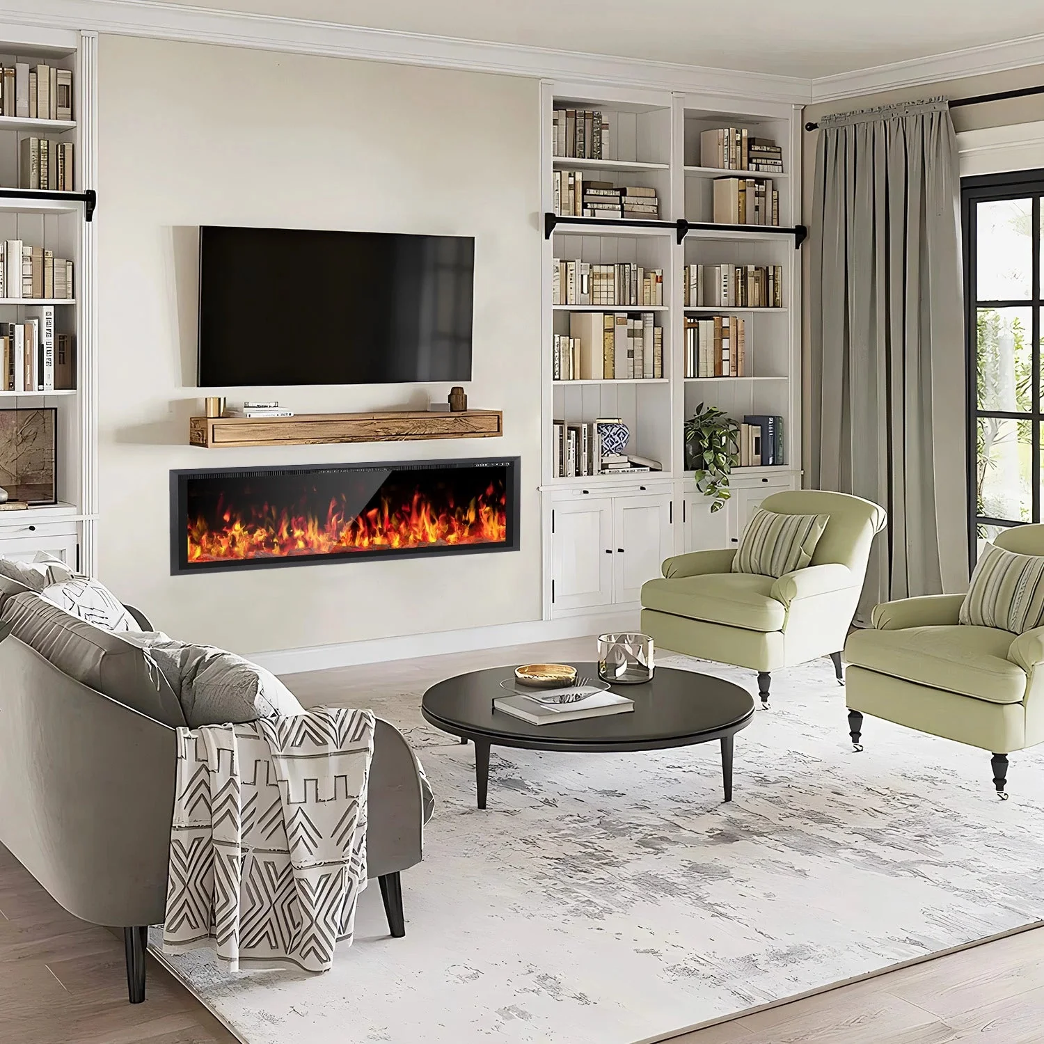 BOSSIN Electric Fireplace Ultra Narrow Frame &Wider screen with Adjustable Flame Color and Speed,Remote Control with Timer,750/1500W - Image 23