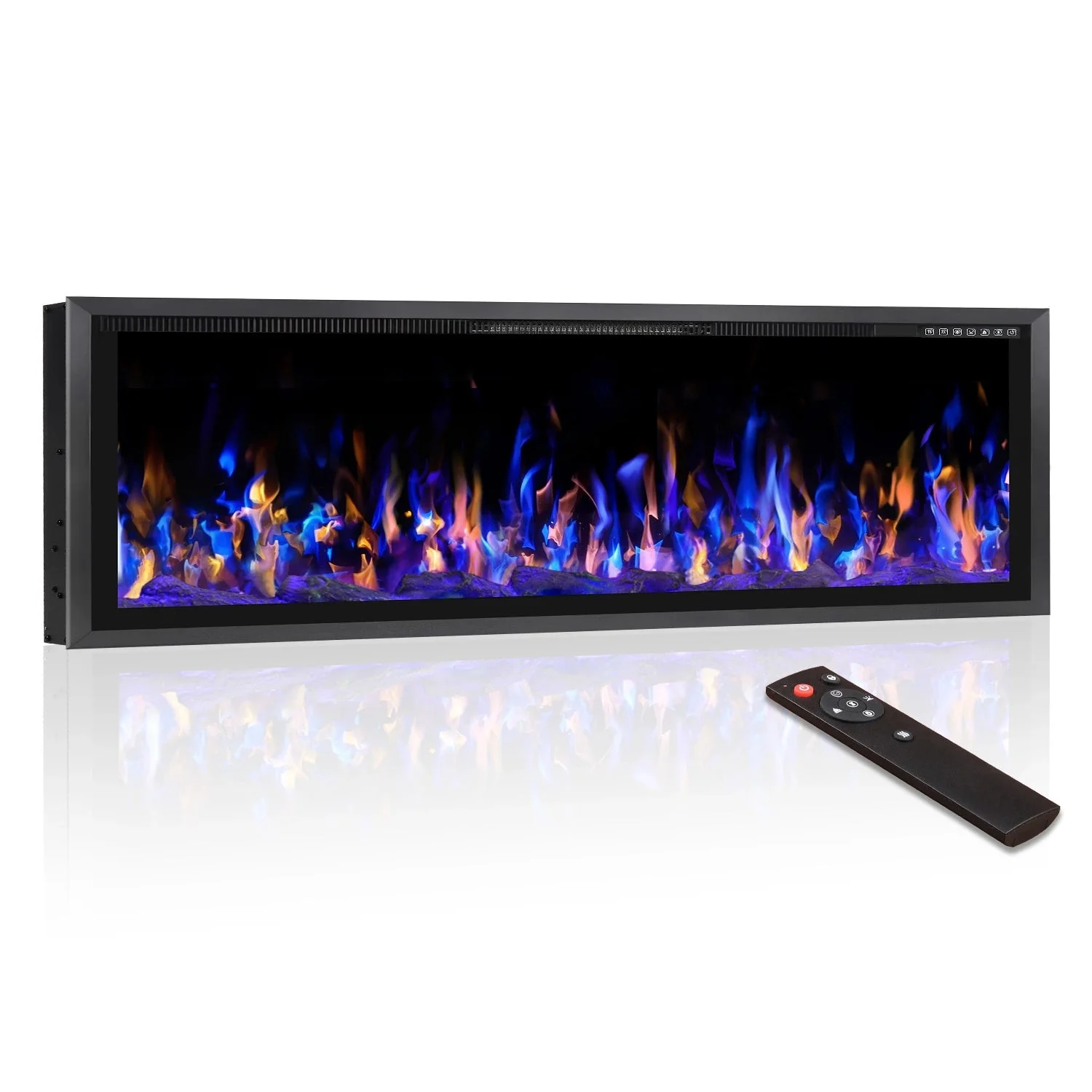 BOSSIN Electric Fireplace Ultra Narrow Frame &Wider screen with Adjustable Flame Color and Speed,Remote Control with Timer,750/1500W - Image 3