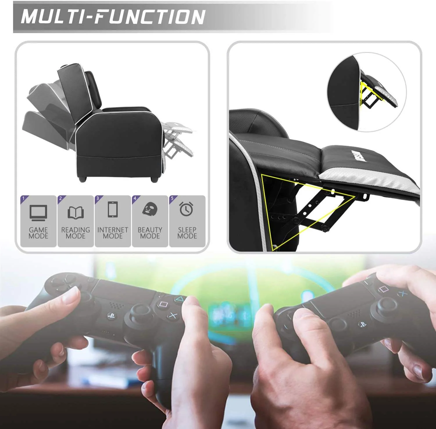BOSSIN Ergonomic Gaming Recliner Chair,PU Leather Recliner Seating Sofa BGR01 - Image 13