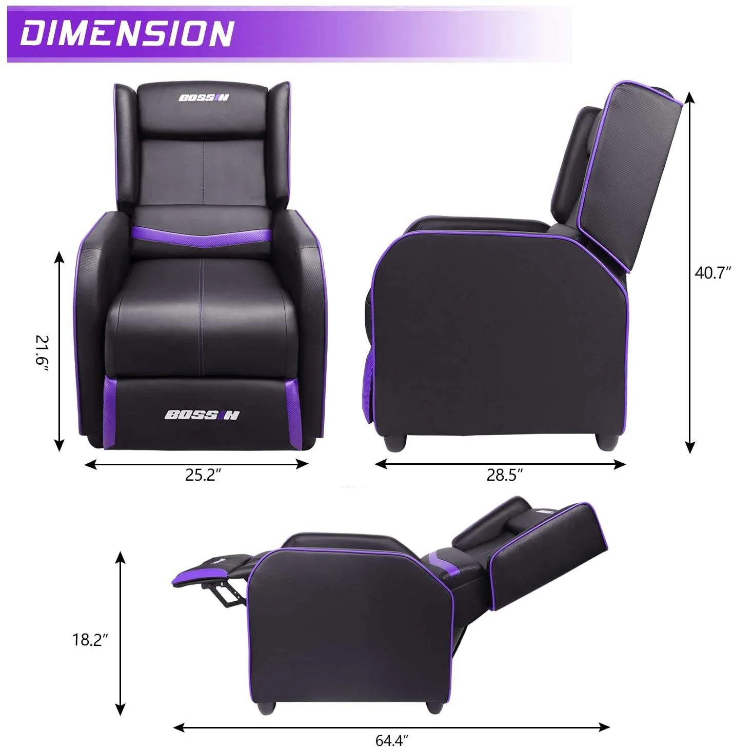 BOSSIN Ergonomic Gaming Recliner Chair,PU Leather Recliner Seating Sofa BGR01 - Image 28