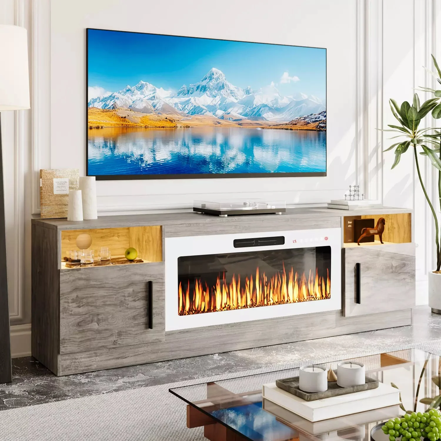 BOSSIN Fireplace TV Stand with 36" Fireplace,80" TV Stand - Image 6