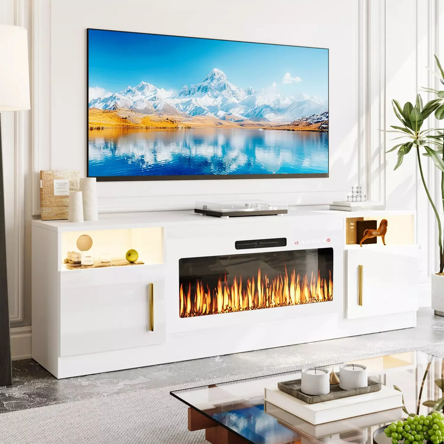 BOSSIN Fireplace TV Stand with 36" Fireplace,80" TV Stand - Image 7