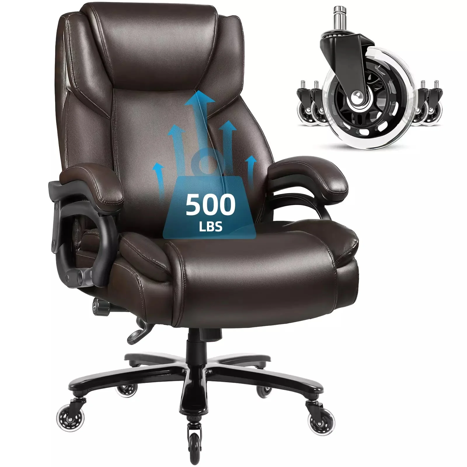 OFIKA Heavy Duty Big and Tall Office Chair, 500LBS High Back PU Leather Executive Chair OFC07 - Image 10