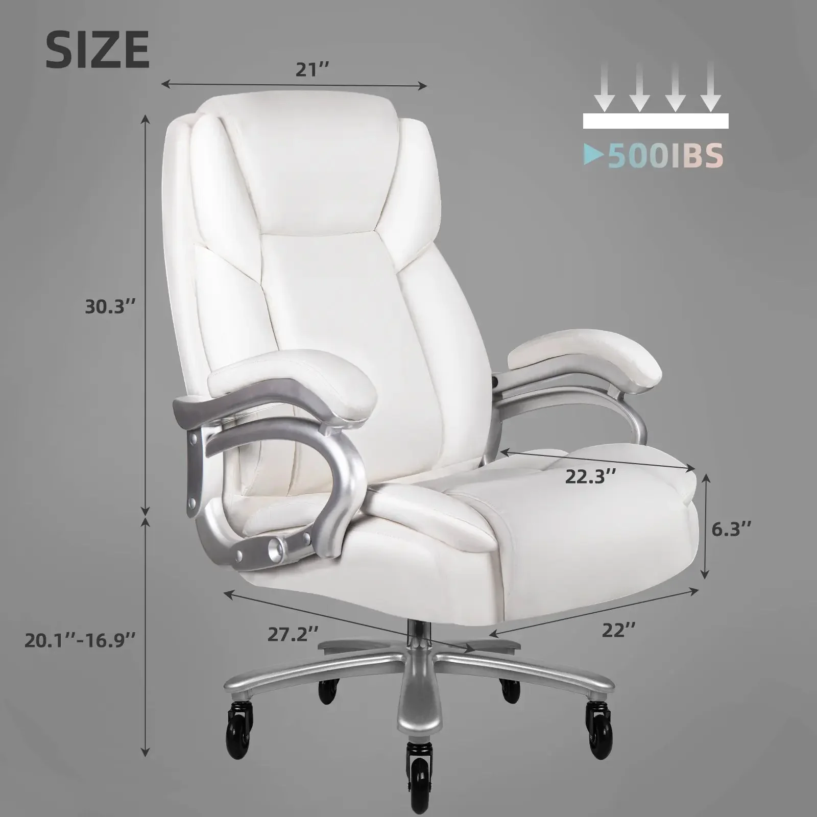 OFIKA Heavy Duty Big and Tall Office Chair, 500LBS High Back PU Leather Executive Chair OFC07 - Image 16