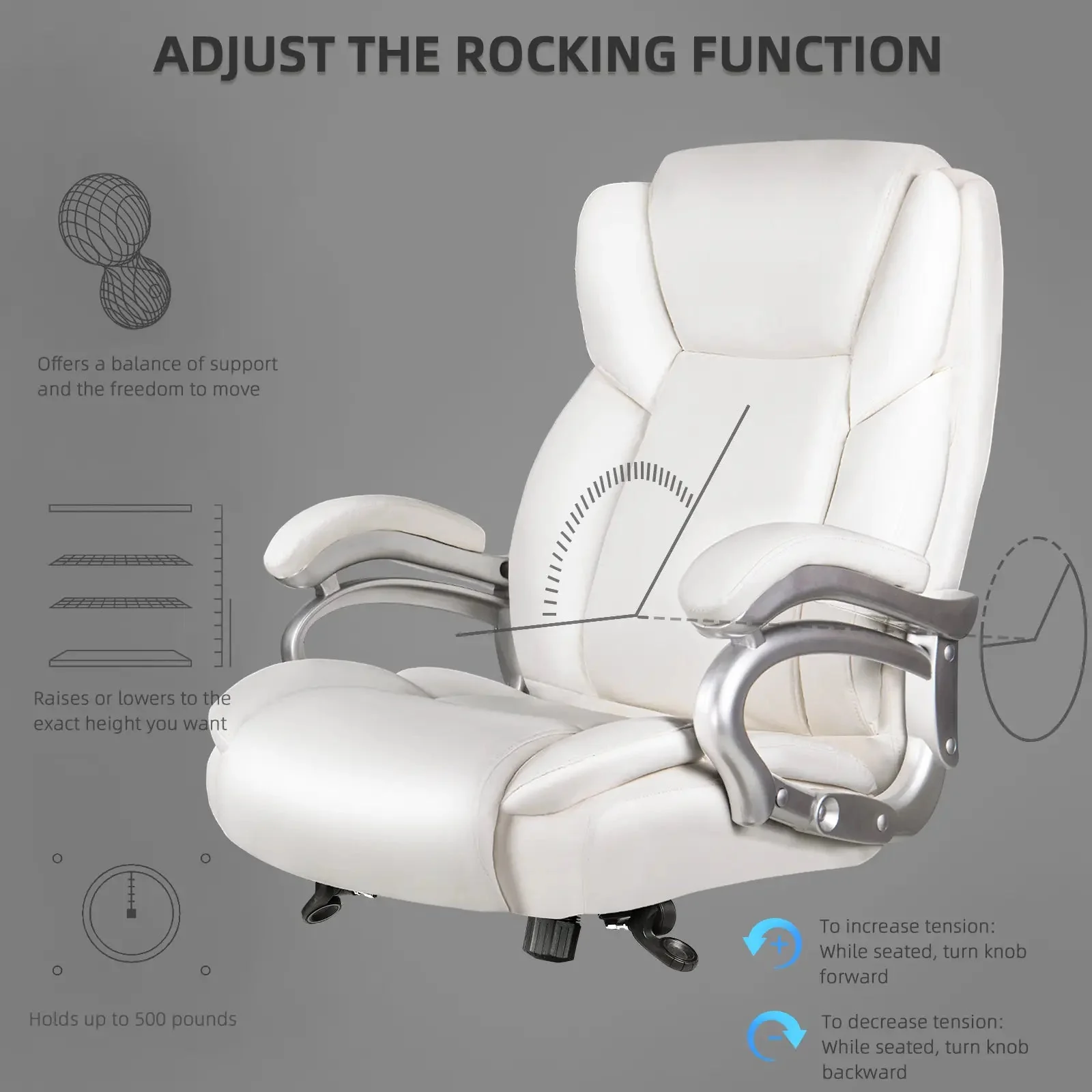 OFIKA Heavy Duty Big and Tall Office Chair, 500LBS High Back PU Leather Executive Chair OFC07 - Image 20