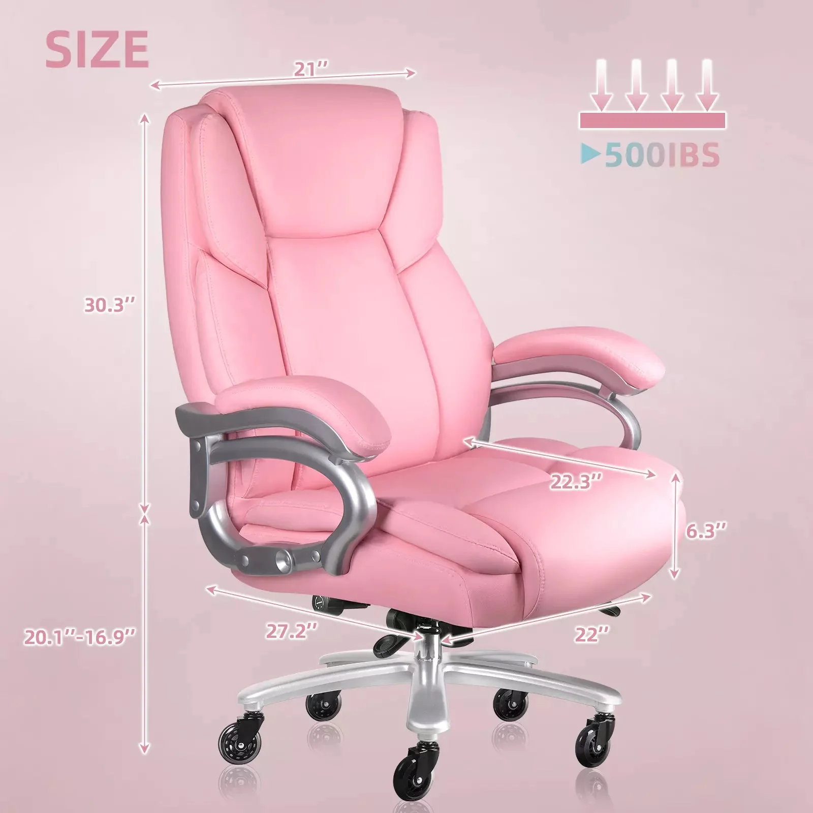 OFIKA Heavy Duty Big and Tall Office Chair, 500LBS High Back PU Leather Executive Chair OFC07 - Image 23