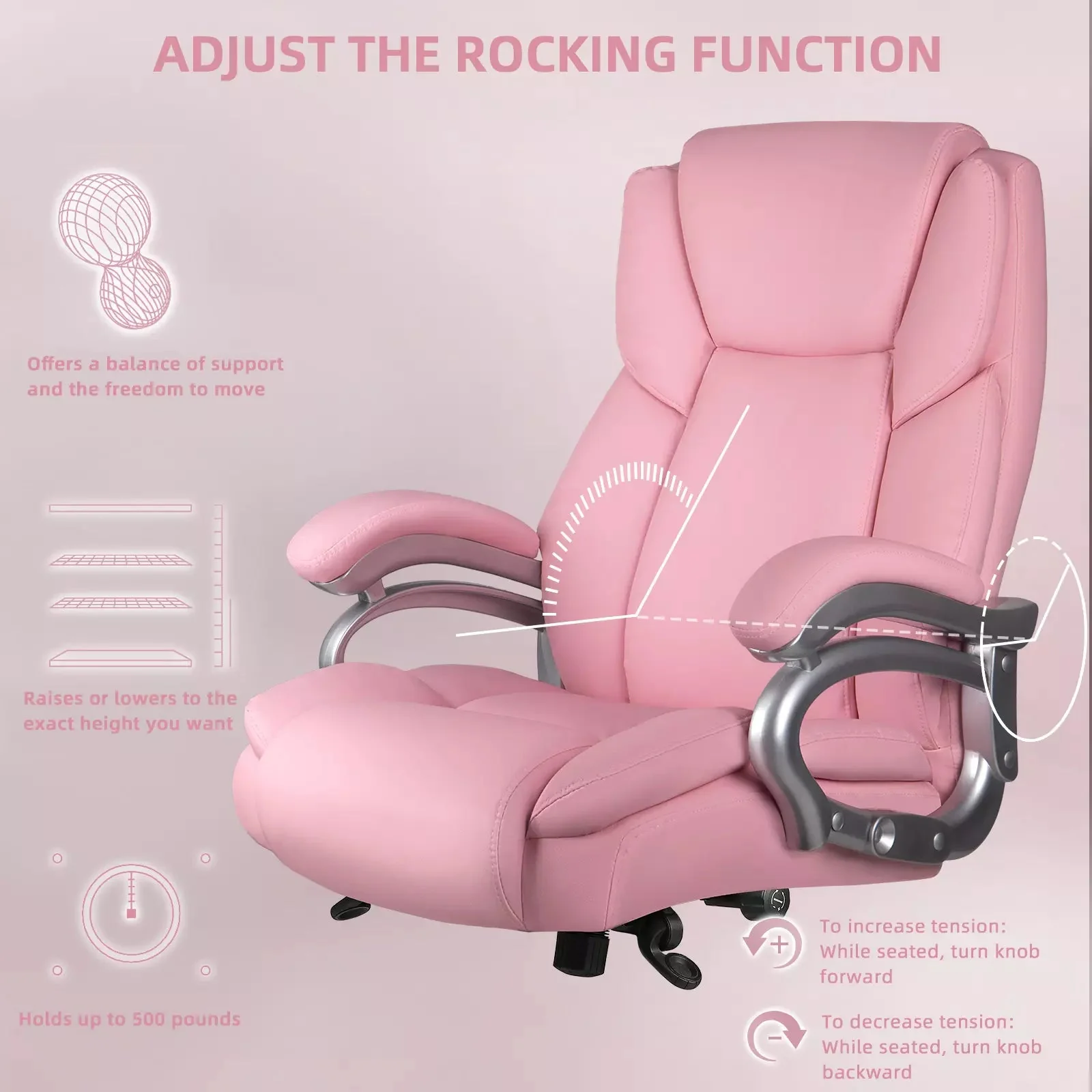 OFIKA Heavy Duty Big and Tall Office Chair, 500LBS High Back PU Leather Executive Chair OFC07 - Image 27