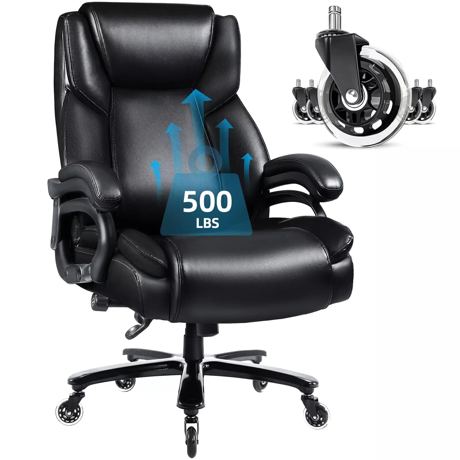 OFIKA Heavy Duty Big and Tall Office Chair, 500LBS High Back PU Leather Executive Chair OFC07 - Image 3