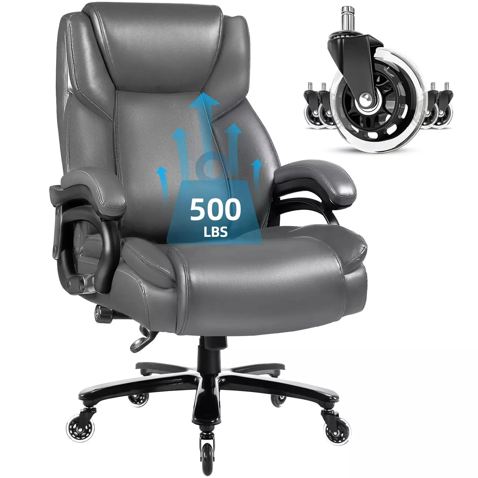 OFIKA Heavy Duty Big and Tall Office Chair, 500LBS High Back PU Leather Executive Chair OFC07 - Image 35