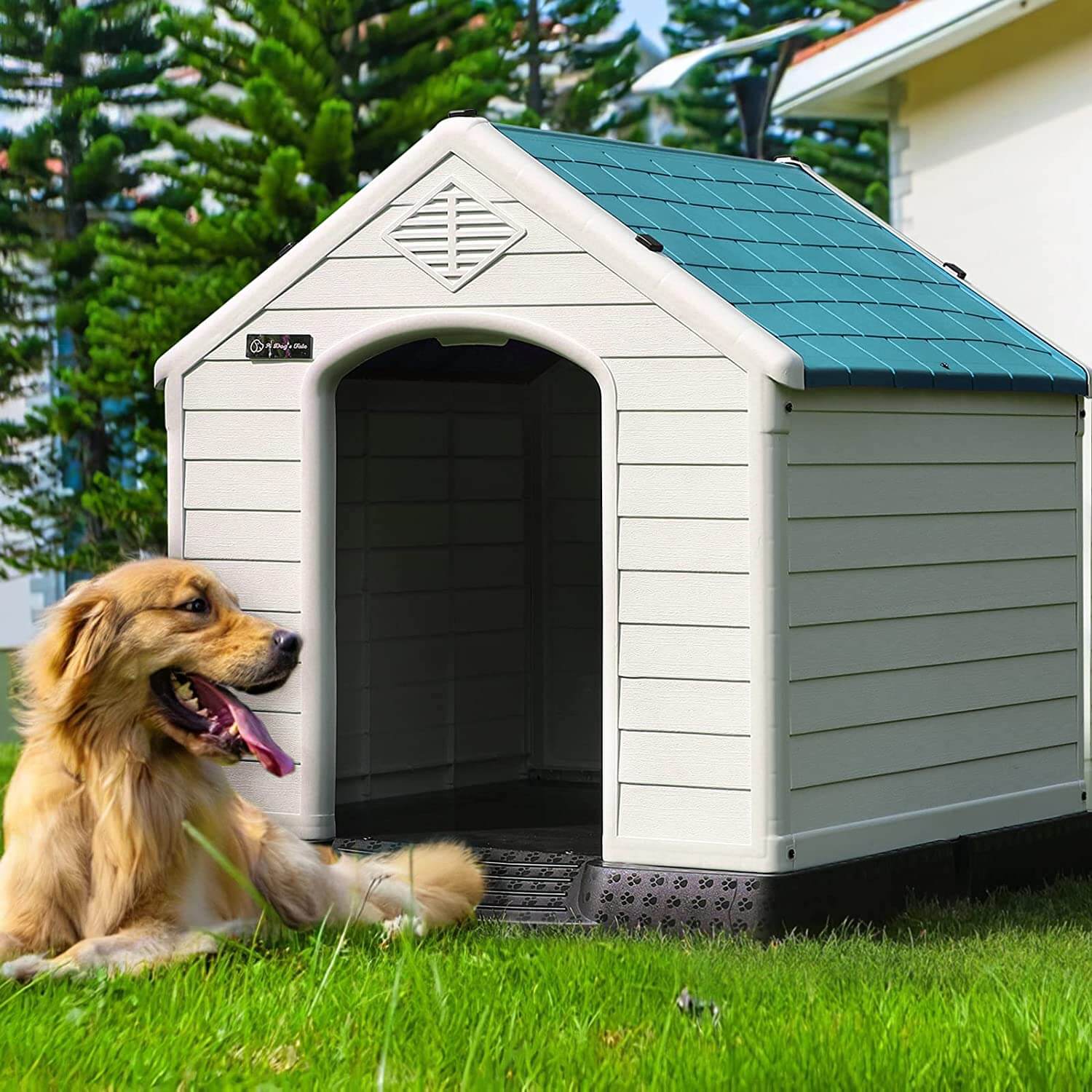 BOSSIN Indoor/Outdoor Durable Dog House with Air Vents and Elevated Floor