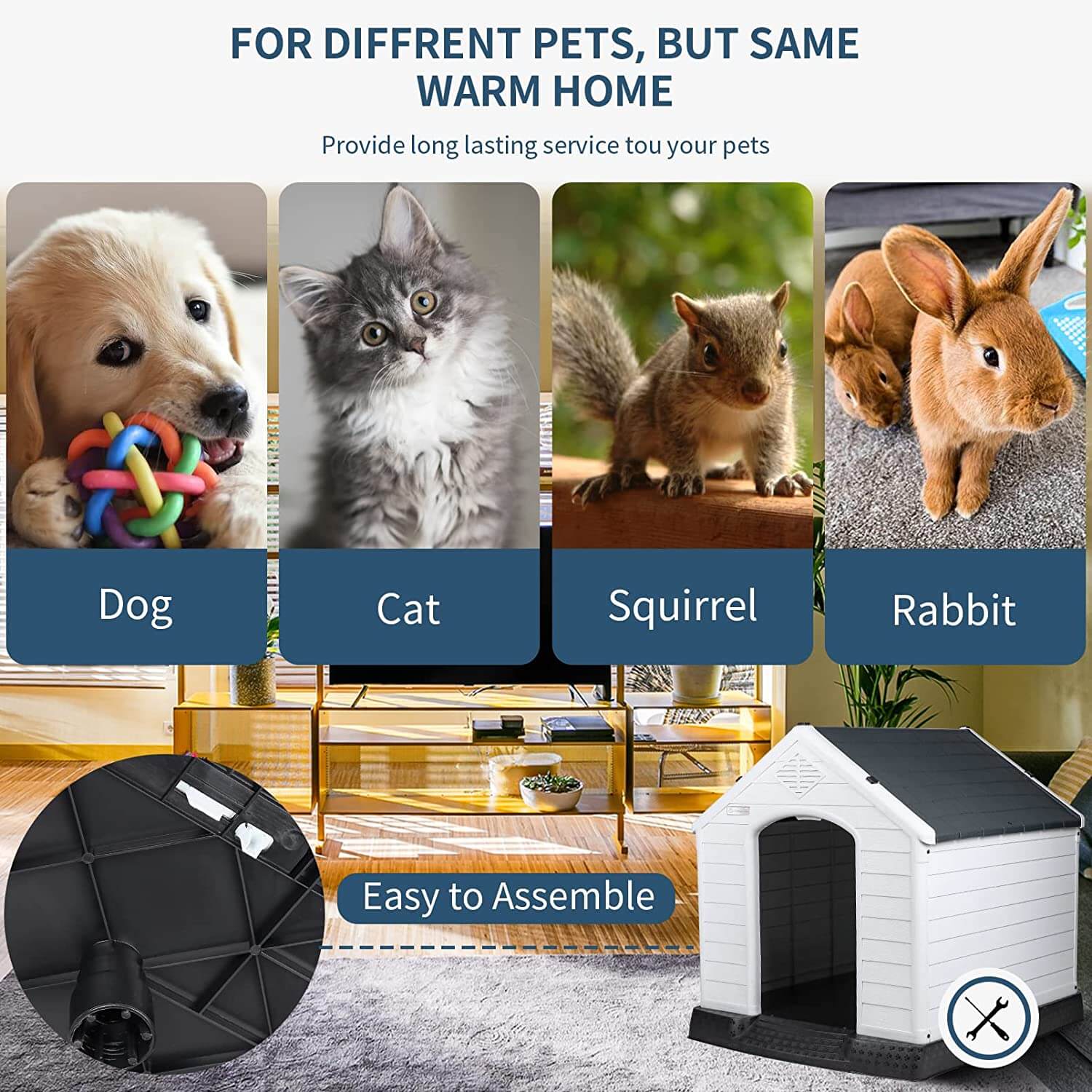 BOSSIN Indoor/Outdoor Durable Dog House with Air Vents and Elevated Floor - Image 13