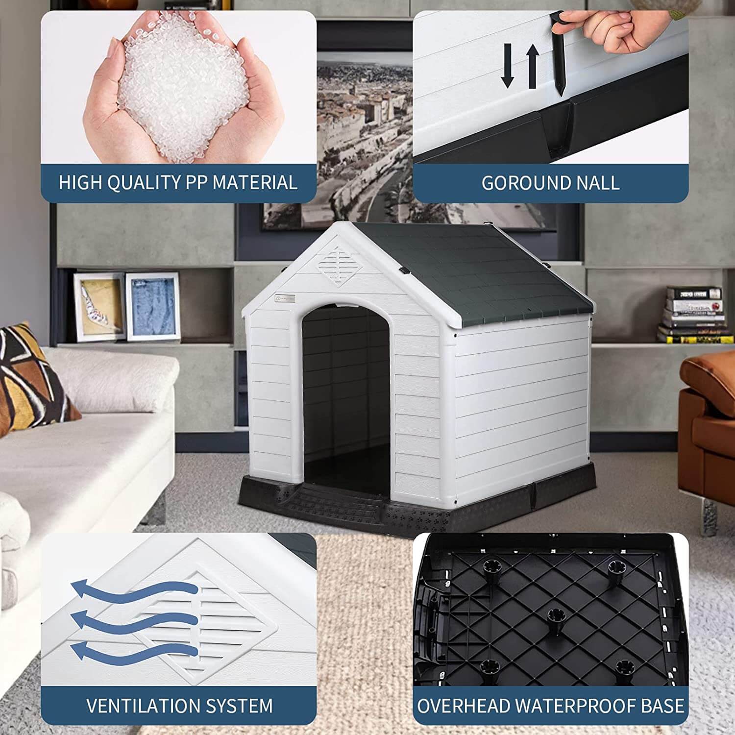 BOSSIN Indoor/Outdoor Durable Dog House with Air Vents and Elevated Floor - Image 14
