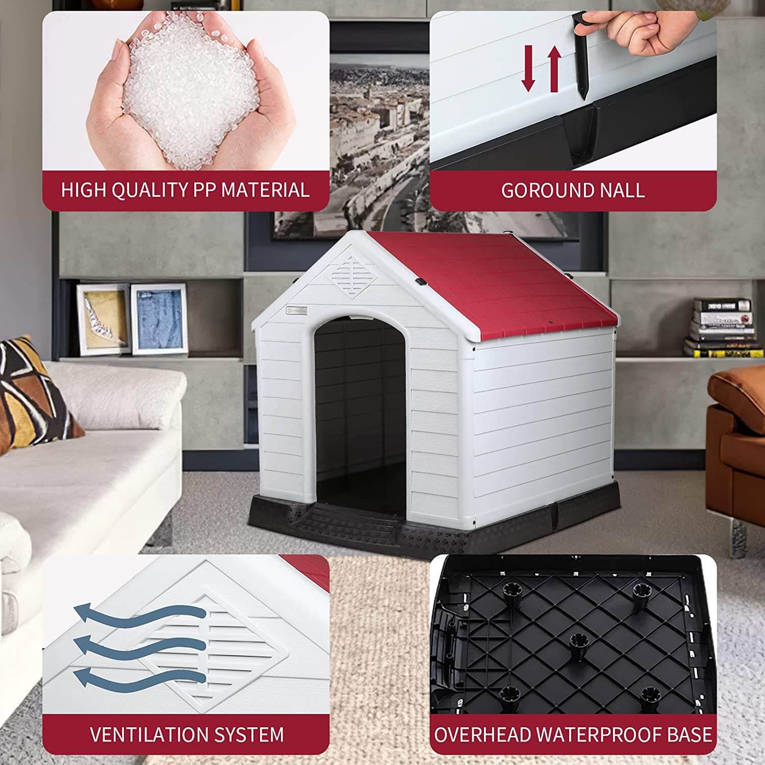BOSSIN Indoor/Outdoor Durable Dog House with Air Vents and Elevated Floor - Image 23