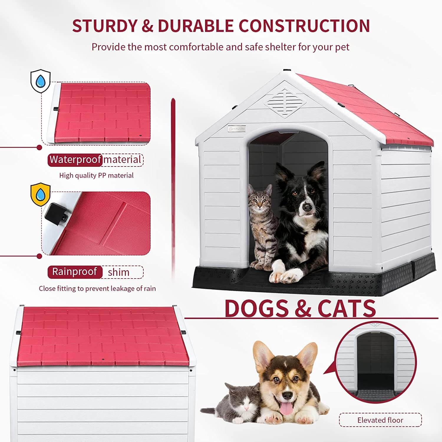 BOSSIN Indoor/Outdoor Durable Dog House with Air Vents and Elevated Floor - Image 24