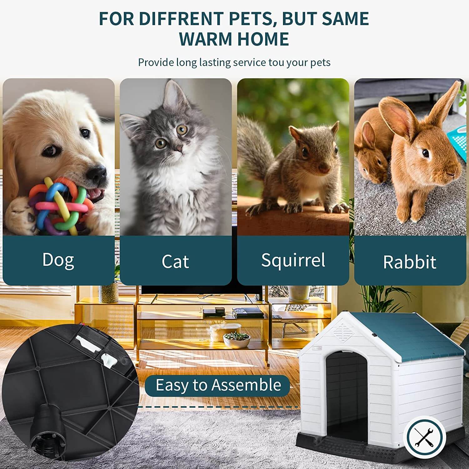 BOSSIN Indoor/Outdoor Durable Dog House with Air Vents and Elevated Floor - Image 4