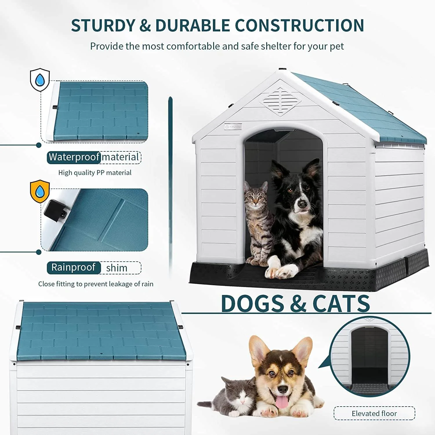 BOSSIN Indoor/Outdoor Durable Dog House with Air Vents and Elevated Floor - Image 6